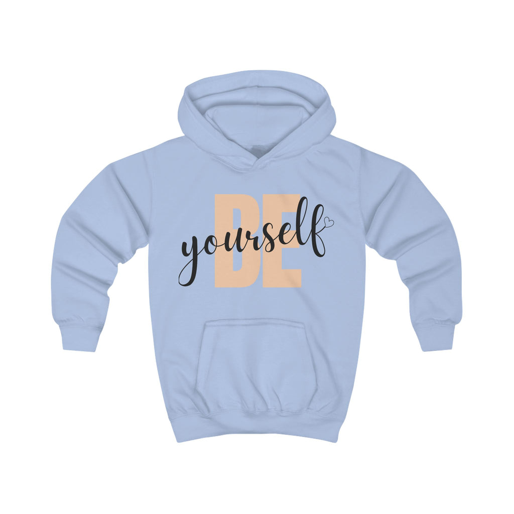 Kids Hoodie - Vibrant 'BE yourself' Graphic Orange Cozy Sweatshirt for Confidence and Comfort
