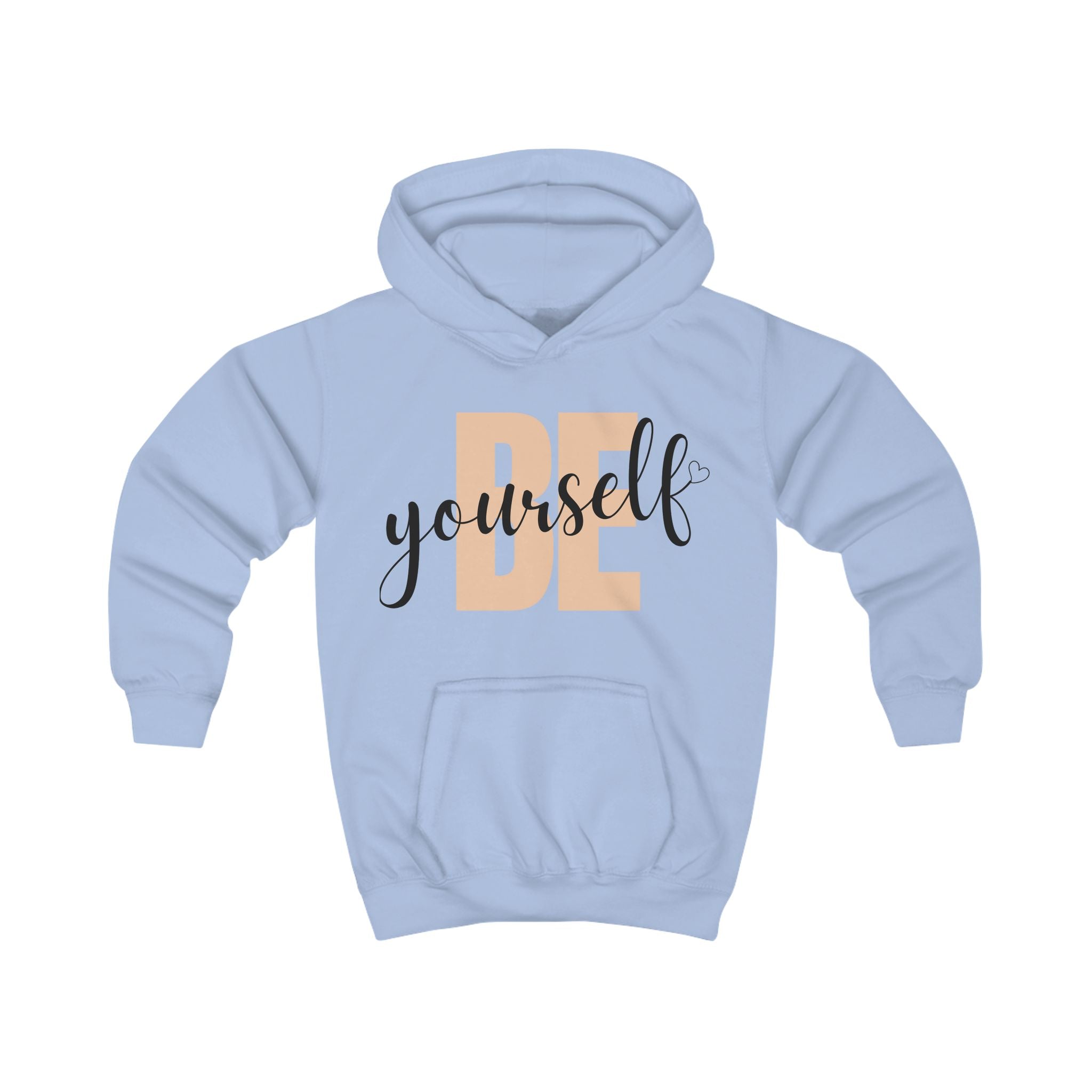 Kids Hoodie - Vibrant 'BE yourself' Graphic Orange Cozy Sweatshirt for Confidence and Comfort