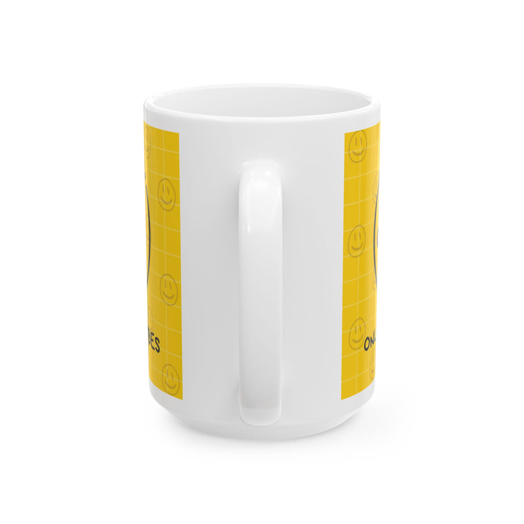 Only Good Vibes Ceramic Mug – Yellow Smiley Face Coffee Cup (11oz & 15oz)