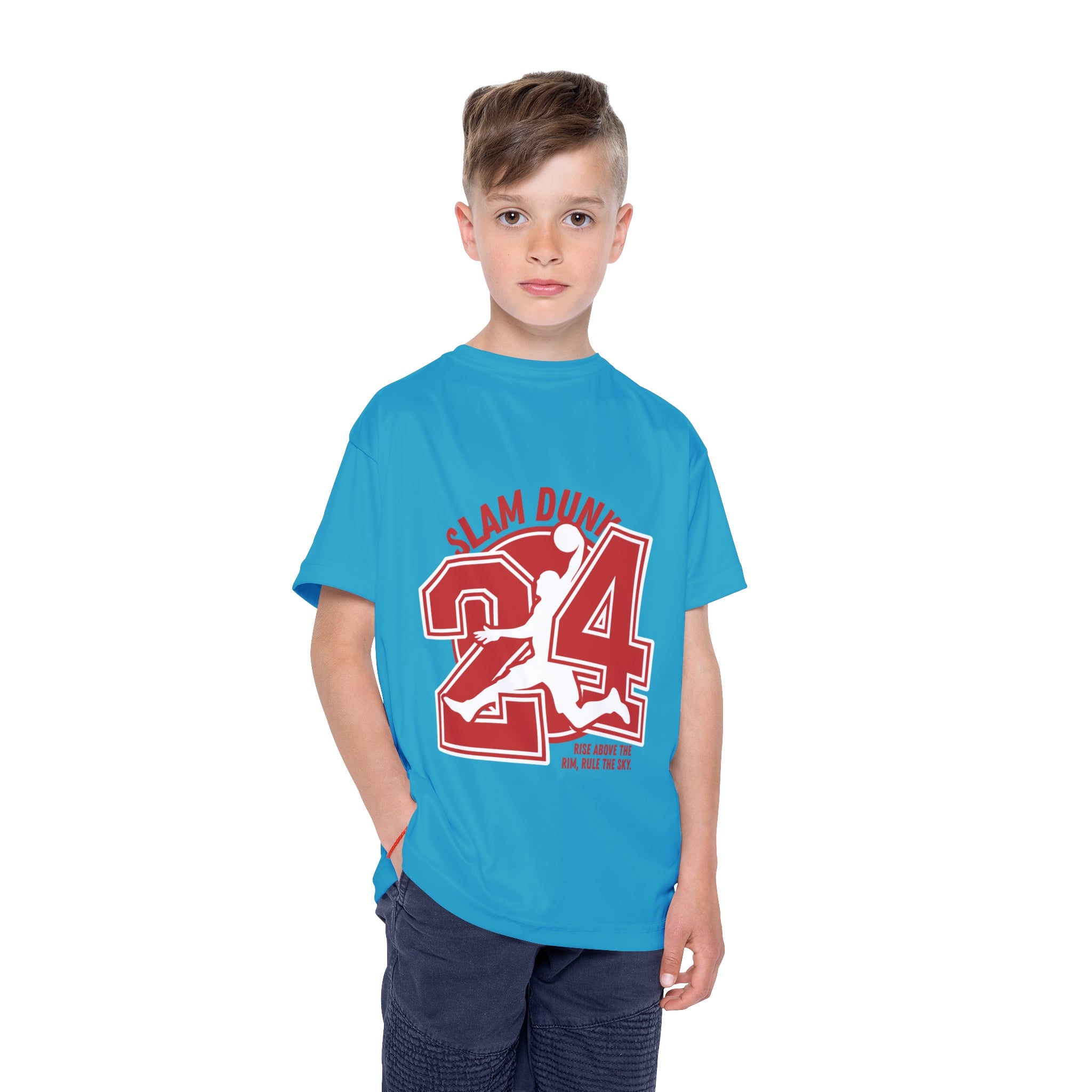 Kids Basketball Jersey - "Slam Dunk 24" All-Over Print Sports Tee