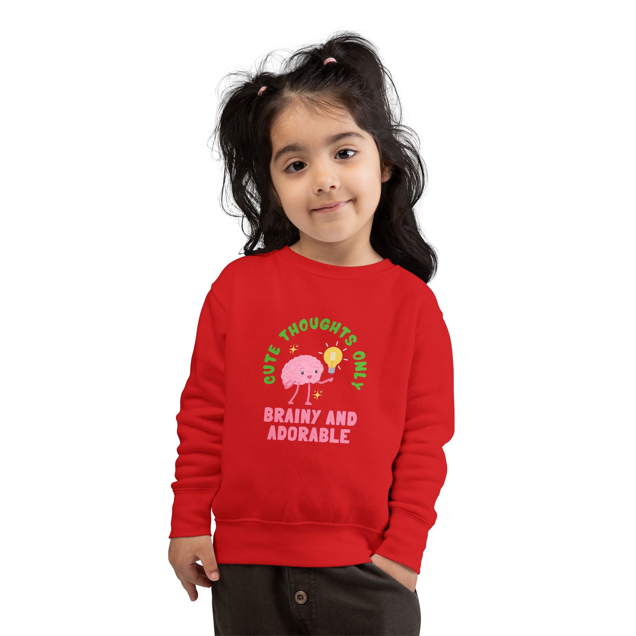 Toddler Sweatshirt Cute Thoughts Only Brain Character Daisy Design