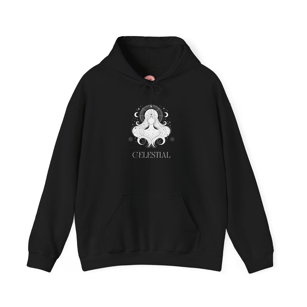 Celestial Goddess Hoodie — Mystical Moon & Star Graphic Sweatshirt