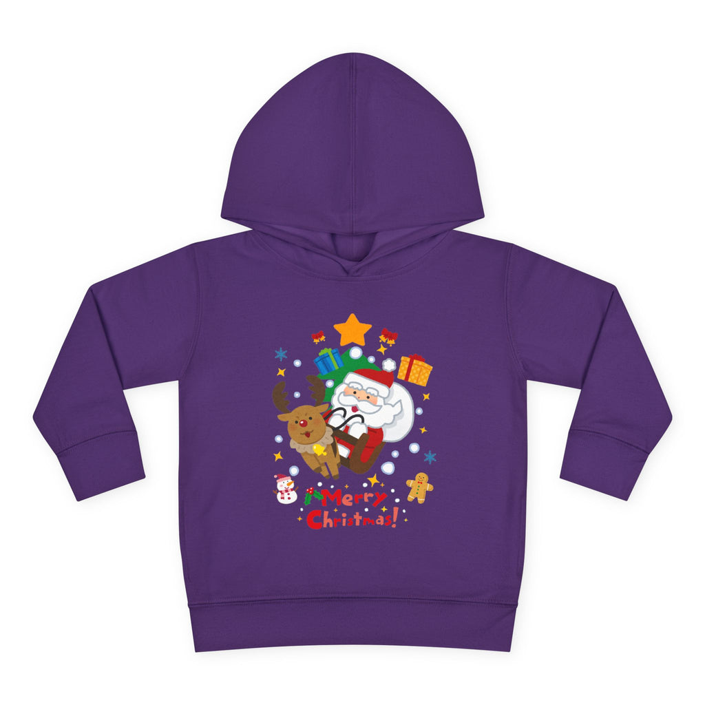 Toddler Hoodie — Merry Christmas Santa & Reindeer Holiday Pullover