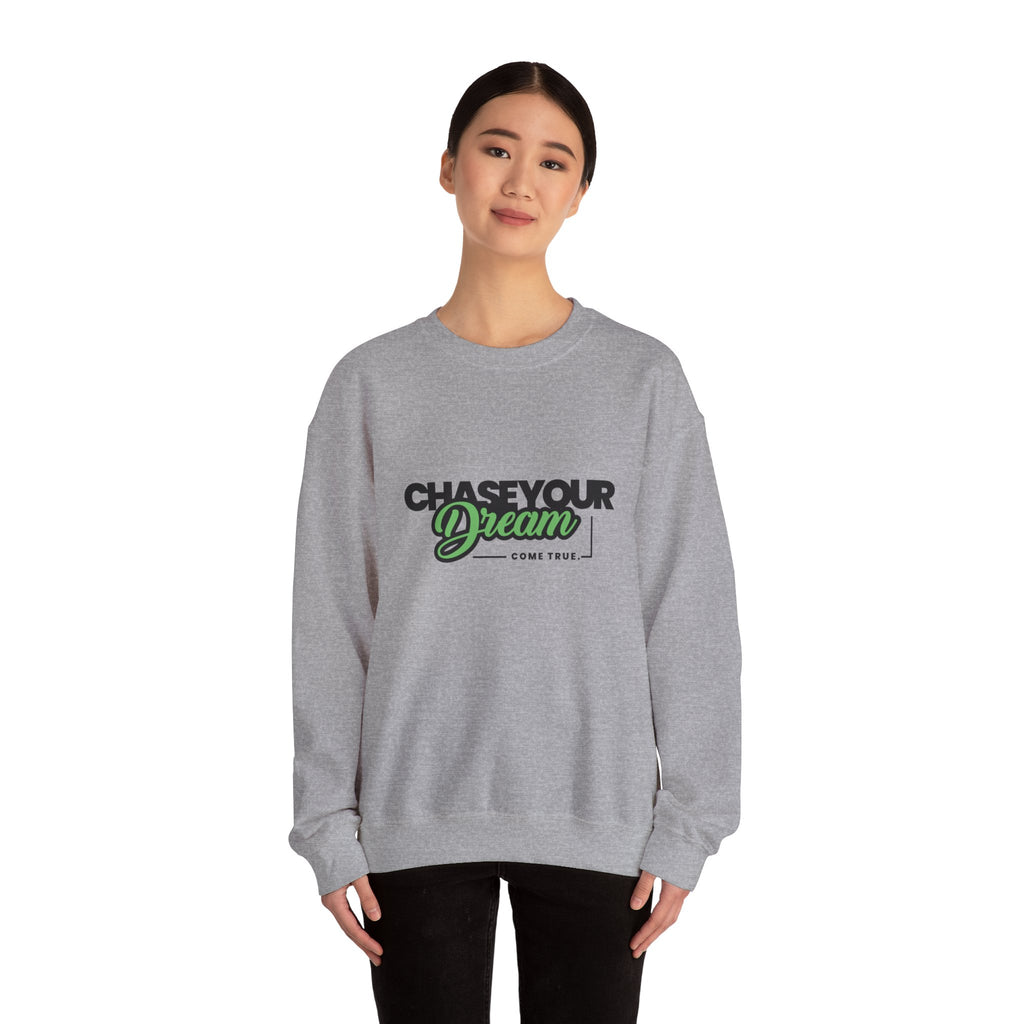Embroidered Crewneck Sweatshirt - 'Chase Your Dream' Motivational Graphic