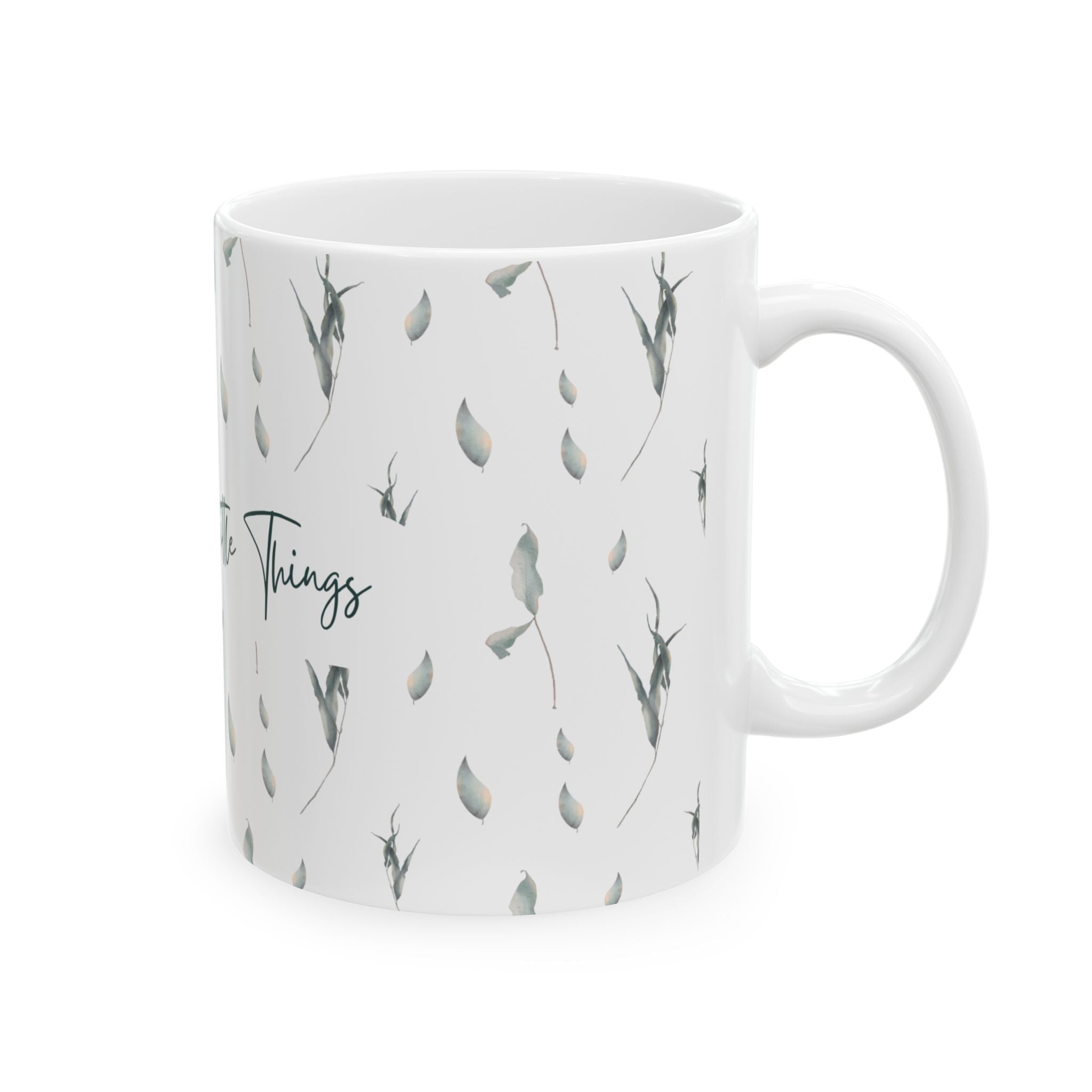 Enjoy The Little Things Ceramic Mug — Minimal Botanical 11oz & 15oz Coffee Tea Cup