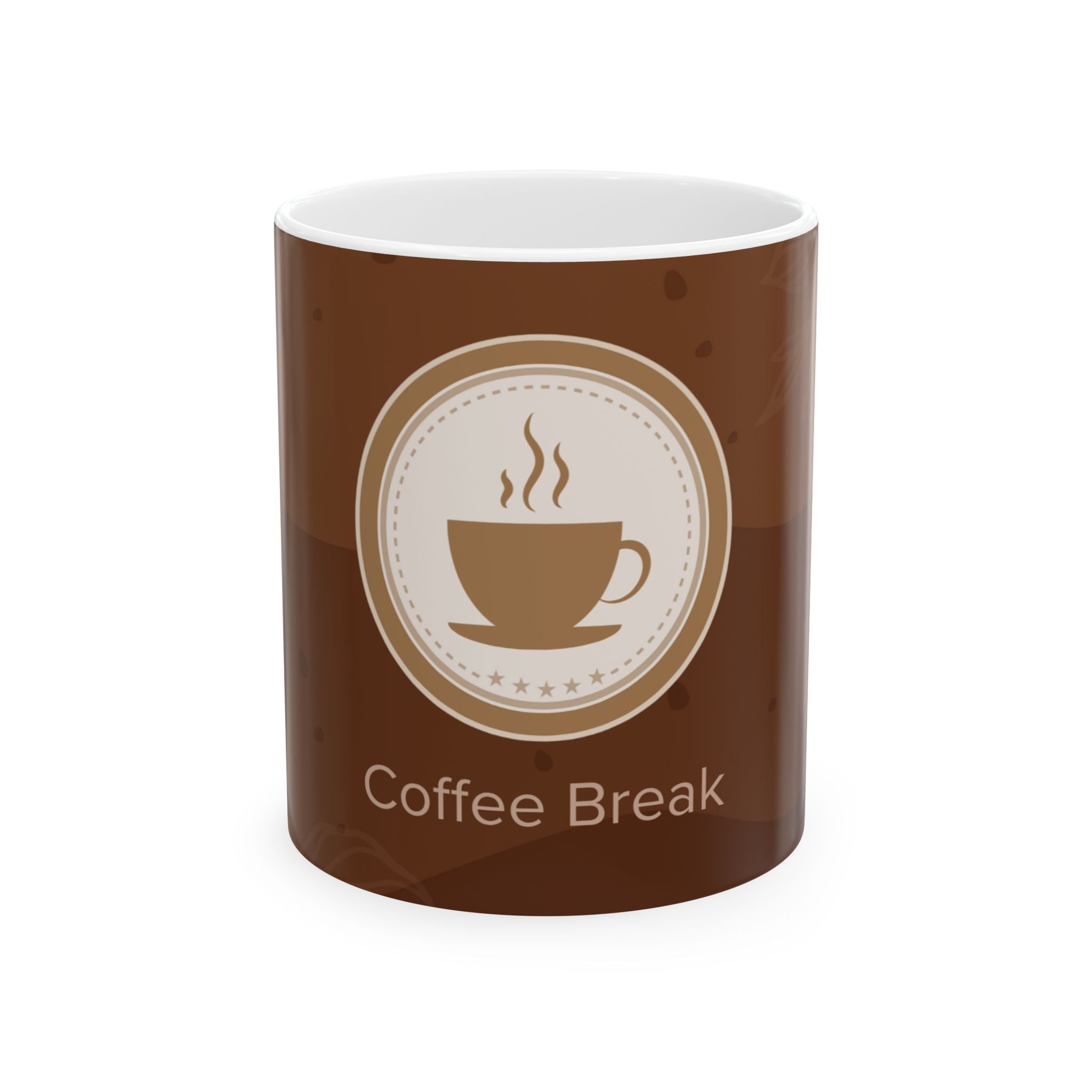 Coffee Break Ceramic Mug – Brown Coffee Cup Design (11oz & 15oz)