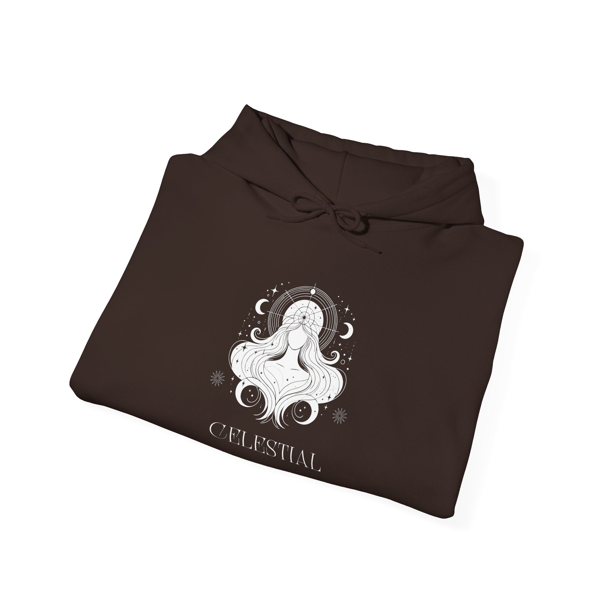 Celestial Goddess Hoodie — Mystical Moon & Star Graphic Sweatshirt