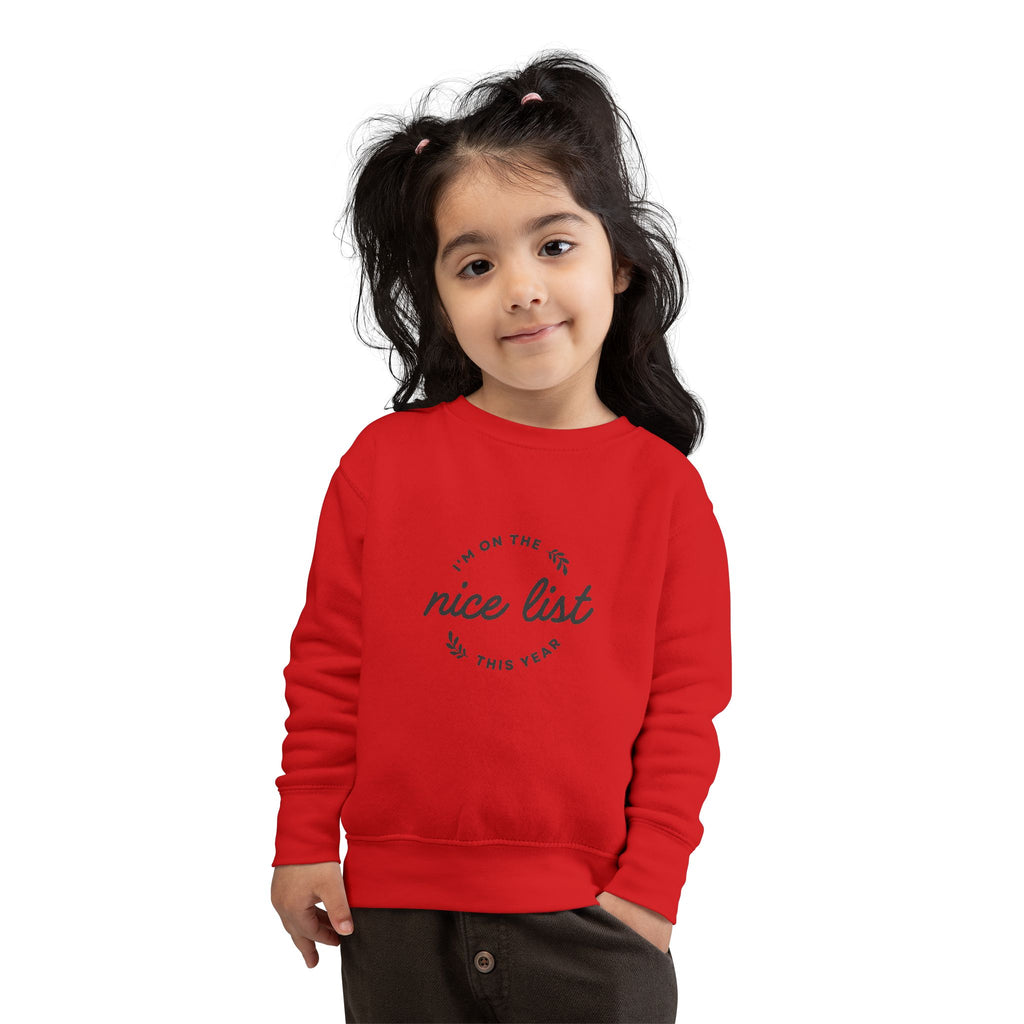 Nice List Toddler Sweatshirt - Soft Cozy Vintage-Inspired Christmas Print